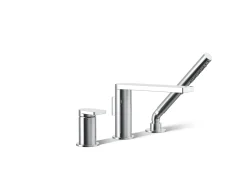 Deck-mount bath faucet with handshower