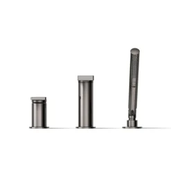 Deck-mount bath faucet with handshower