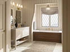 Deck-mount bath faucet with handshower