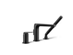 Deck-mount bath faucet with handshower