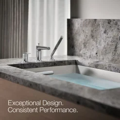 Deck-mount bath faucet with handshower