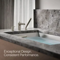 Deck-mount bath faucet with handshower