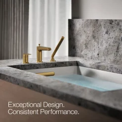 Deck-mount bath faucet with handshower