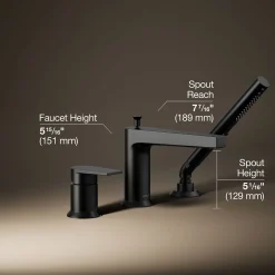 Deck-mount bath faucet with handshower
