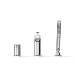 Deck-mount bath faucet with handshower