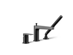 Deck-mount bath faucet with handshower