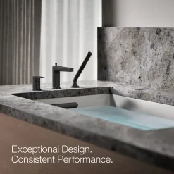 Deck-mount bath faucet with handshower