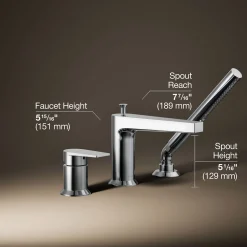 Deck-mount bath faucet with handshower