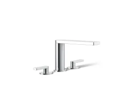Deck-mount bath faucet with lever handles