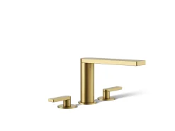 Deck-mount bath faucet with lever handles