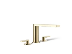 Deck-mount bath faucet with lever handles