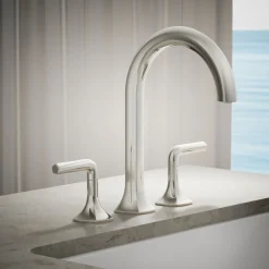 Deck-mount bath spout with Cane design