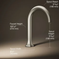 Deck-mount bath spout with Cane design
