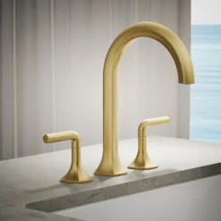 Deck-mount bath spout with Cane design