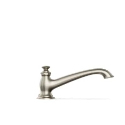 Deck-mount bath spout with flare design