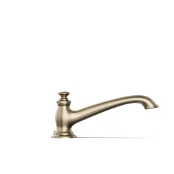 Deck-mount bath spout with flare design