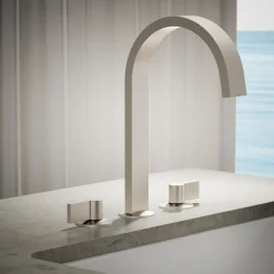 Deck-mount bath spout with Ribbon design