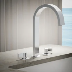 Deck-mount bath spout with Ribbon design