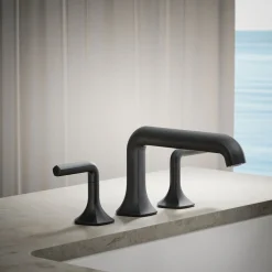 Deck-mount bath spout with Straight design