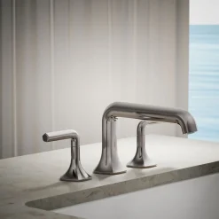 Deck-mount bath spout with Straight design