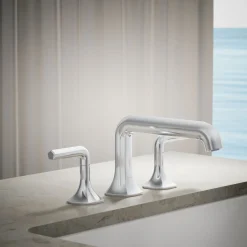 Deck-mount bath spout with Straight design