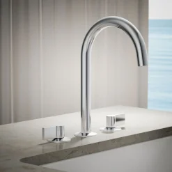 Deck-mount bath spout with Tube design