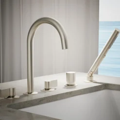 Deck-mount handshower holder and two-way diverter valve