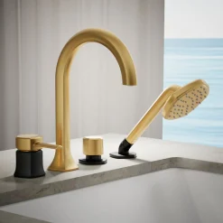 Deck-mount handshower holder and two-way diverter valve