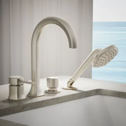 Deck-mount handshower holder and two-way diverter valve