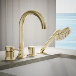 Deck-mount handshower holder and two-way diverter valve