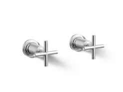Deck- or wall-mount bath faucet handle trim with cross design