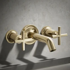 Deck- or wall-mount bath faucet handle trim with cross design