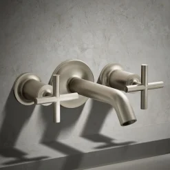 Deck- or wall-mount bath faucet handle trim with cross design