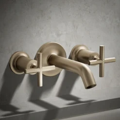 Deck- or wall-mount bath faucet handle trim with cross design