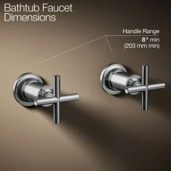 Deck- or wall-mount bath faucet handle trim with cross design