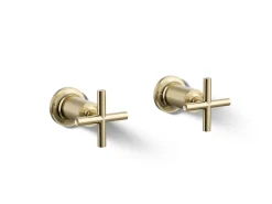 Deck- or wall-mount bath faucet handle trim with cross design