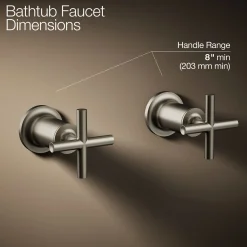 Deck- or wall-mount bath faucet handle trim with cross design