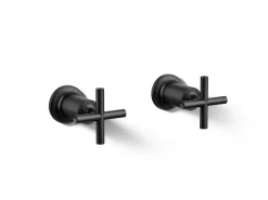 Deck- or wall-mount bath faucet handle trim with cross design