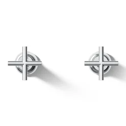 Deck- or wall-mount bath faucet handle trim with cross design