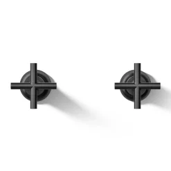 Deck- or wall-mount bath faucet handle trim with cross design