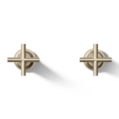 Deck- or wall-mount bath faucet handle trim with cross design