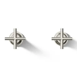 Deck- or wall-mount bath faucet handle trim with cross design