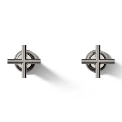 Deck- or wall-mount bath faucet handle trim with cross design