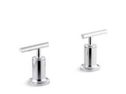 Deck- or wall-mount bath faucet handle trim with lever design