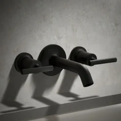 Deck- or wall-mount bath faucet handle trim with lever design