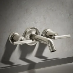 Deck- or wall-mount bath faucet handle trim with lever design