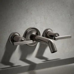 Deck- or wall-mount bath faucet handle trim with lever design