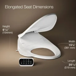 Elongated bidet toilet seat with remote control