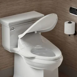 Elongated bidet toilet seat with remote control