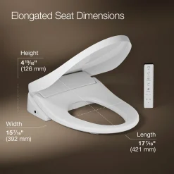 Elongated bidet toilet seat with remote control